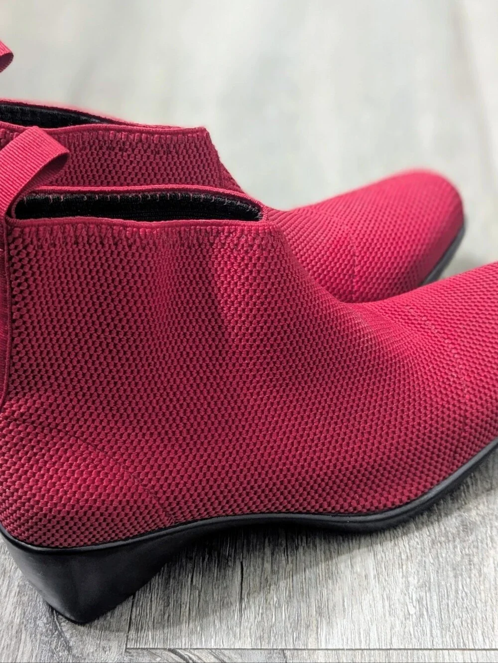 Charleston Shoe Co Red Knit Ankle Boots NWOT